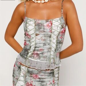 Tiger Mist Orion Lace Up Floral Tank